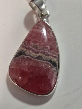 Pink Rhodochrosite Sterling Silver Pendant - Elegant Women's Jewelry